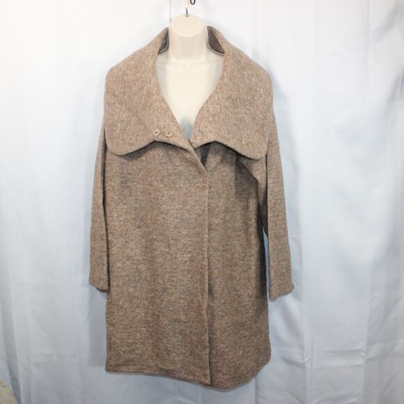 Fenn Wright Manson Womens Wool Blend Shawl Collar Longline Coat Jacket Sz Large - Picture 1 of 8